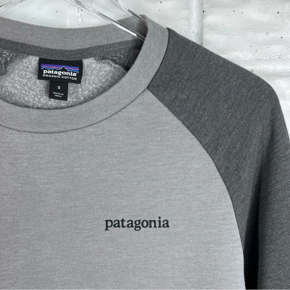 PATAGONIA Grey Line Logo Ridge Crewneck lightweight fleece Men’s Small - Picture 3 of 8